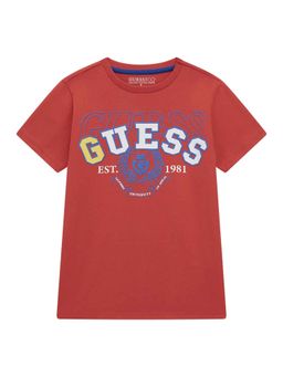 Guess - Cardinal Red Pure Cotton Printed T-Shirt