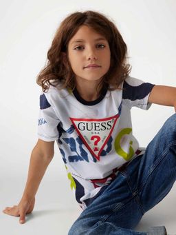 Guess - Navy Boats Pure Cotton Printed T-Shirt
