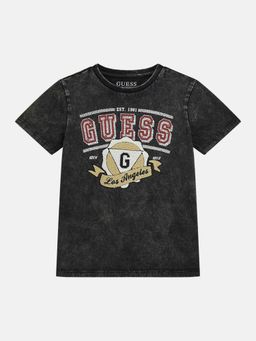 Guess - Jet Black Pure Cotton Printed Washed T-Shirt