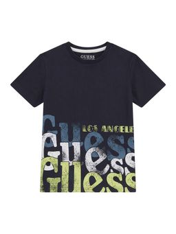 Guess - Smart Blue Pure Cotton Printed T-Shirt