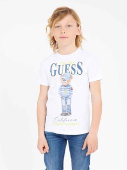 Guess - Pure White Pure Cotton Printed T-Shirt
