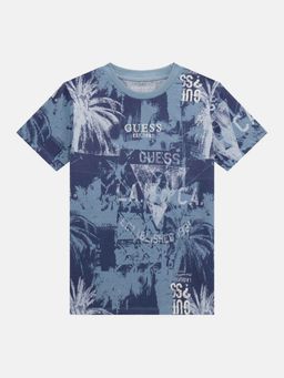 Guess - Blue Paradise Palms Pure Cotton Printed T-Shirt