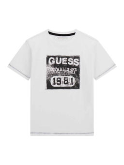 Guess - Pure White Pure Cotton Printed T-Shirt