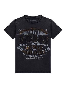 Guess - Jet Black Pure Cotton Printed T-Shirt