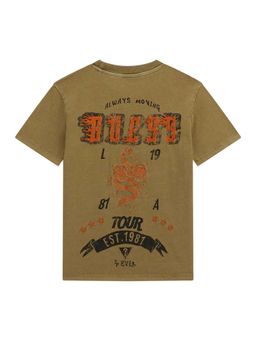 Guess - Army Olive Pure Cotton Printed Oversize T-Shirt