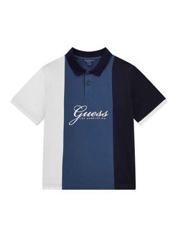 Guess - Multi-Color Pure Cotton Colorblock Oversize Polo T-Shirt