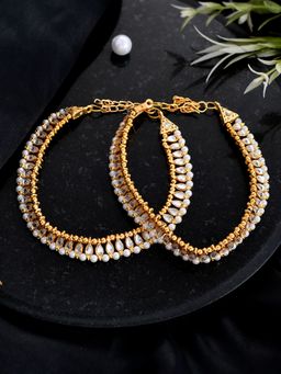 Silvermerc Designs - Gold Plated Traditional Kundan Payal For Women