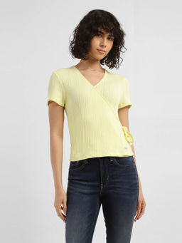 Levi's - Women's Self Design Yellow V- Neck Top