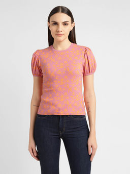Levi's - Women's Floral Pink Crew Neck Top