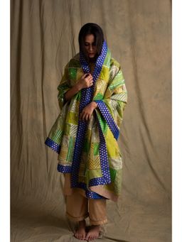 PRIYANKA RAAJIV - Raniah Heritage Green and Blue Patchwork Dupatta