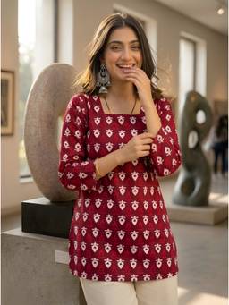 FLOSIVE - Women's Floral Printed A-Line Kurti