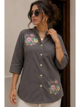 FLOSIVE - Women's Printed Cotton Blend Regular Fit Shirt