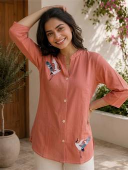 FLOSIVE - Women's Printed Cotton Blend Regular Fit Shirt