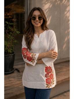 FLOSIVE - Women's Printed Cotton Blend Regular Fit Kurti