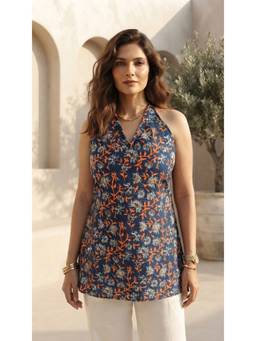FLOSIVE - Women's Floral Printed Cotton Blend Regular Fit Kurti