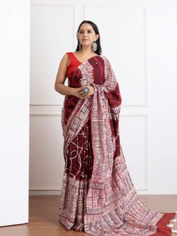 Mayurie - Brija Batik Print Cotton Saree with Unstitched Blouse