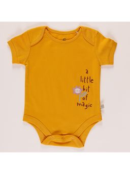 FURR BALLS - Mustard Baby Organic A LITTLE BIT OF MAGIC Short Sleeves Romper