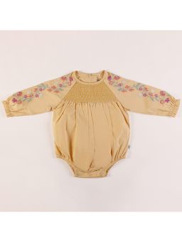 FURR BALLS - Yellow Baby Full Sleeves Embroidered Romper