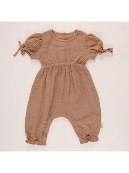 FURR BALLS - Brown Baby Half Sleeves Romper
