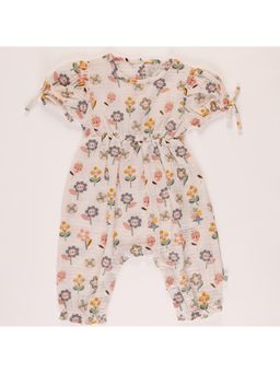FURR BALLS - Off White Baby Half Sleeves Romper