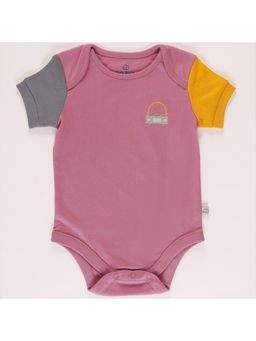 FURR BALLS - Purple Baby Organic Colored Short Sleeves Romper