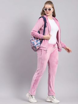 Monte Carlo - Women Pink Solid Hooded Full Sleeve Tracksuit
