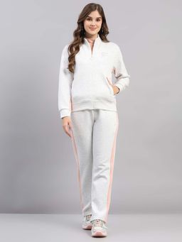 Monte Carlo - Women's High Neck Full Sleeve Off White Tracksuit