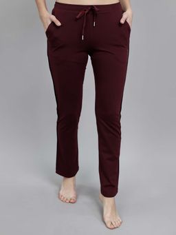 Monte Carlo - Women's Regular Fit Solid Burgundy Trackpant