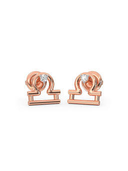 Candere by Kalyan Jewellers - 18K Rose Gold and Diamond Libra Stud Earring for Women
