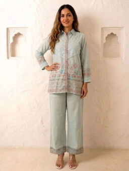 Autumnlane - Aqua Embroidered Co-Ord Set