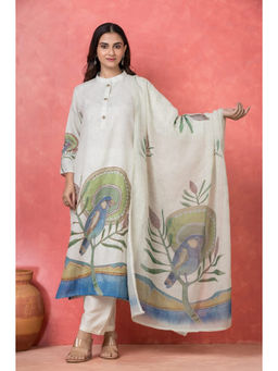 Autumnlane - White Printed Kurta Pant with Dupatta
