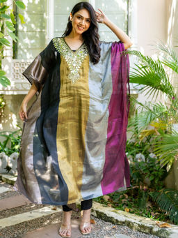 HOUSE OF JAMOTI - Multi-Color Mirror Work Kaftan Pant with Bustier