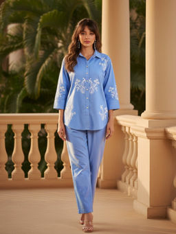 Autumnlane - Blue Embroidered Co-Ord Set