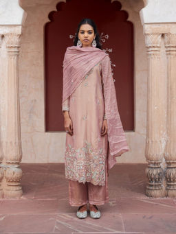 Autumnlane - Pink Embellished/Sequined Kurta Pant with Dupatta