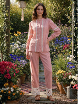 Autumnlane - Pink Lace Work Co-Ord Set