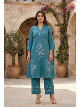 Autumnlane - Teal Embroidered Kurta Pant