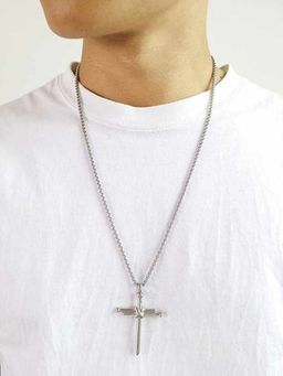 Fabula - Silver Tone Cross Pendant Chain
