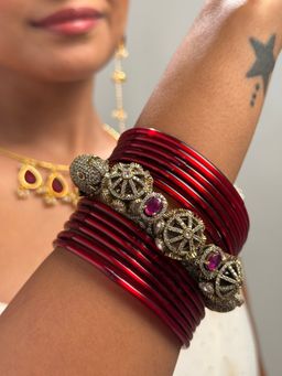 DaMAK - Gajrang Red Bangle Set Pack of 13