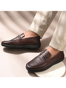Valentino - Men Premium Leather Brown Formal Slip-On Shoes