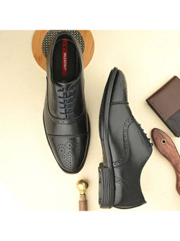 Valentino - Men Premium Leather Black Lace-Up Formal Derby Shoes