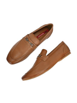 Valentino - Men Premium Leather Tan Slip On Shoes