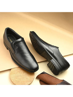Valentino - Men Premium Leather Black Slip-On Formal Shoes