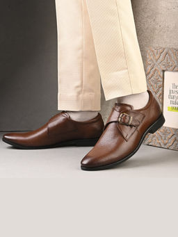 Valentino - Men Premium Leather Single Monk Strap Slip-On Formal Shoes