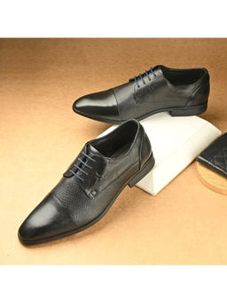 Valentino - Men Premium Leather Black Lace-Up Formal Derby Shoes