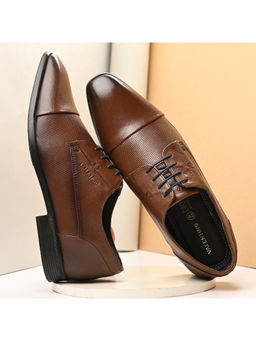 Valentino - Men Premium Leather Mocca Lace-Up Formal Derby Shoes