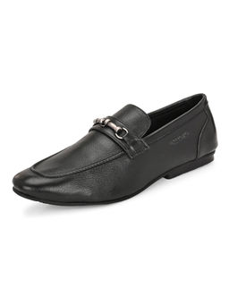 Valentino - Men Premium Leather Black Slip On Shoes