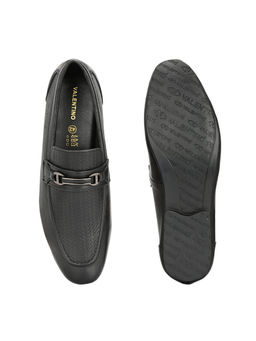 Valentino - Men Premium Leather Black Slip On Shoes