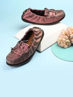 Valentino - Women Premium Leather Slip On Loafer (W-Flexy-15-Metalic-RoseGold)
