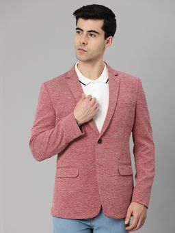 ESSAS club - Men Single-Breasted Regular Fit Pink Premium Knitting Blazer