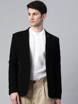ESSAS club - Men Premium Single-Breasted Black Japanese Fabric Regular Fit Blazer